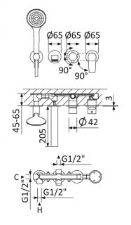 Встраиваемый смеситель для ванны и душа CEZARES NAUTIC-VDM3-BIO белый матовый